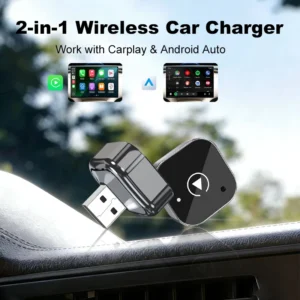 Adaptador CarPlay/Android Auto Sem Fio 2-em-1 (Plug & Play)